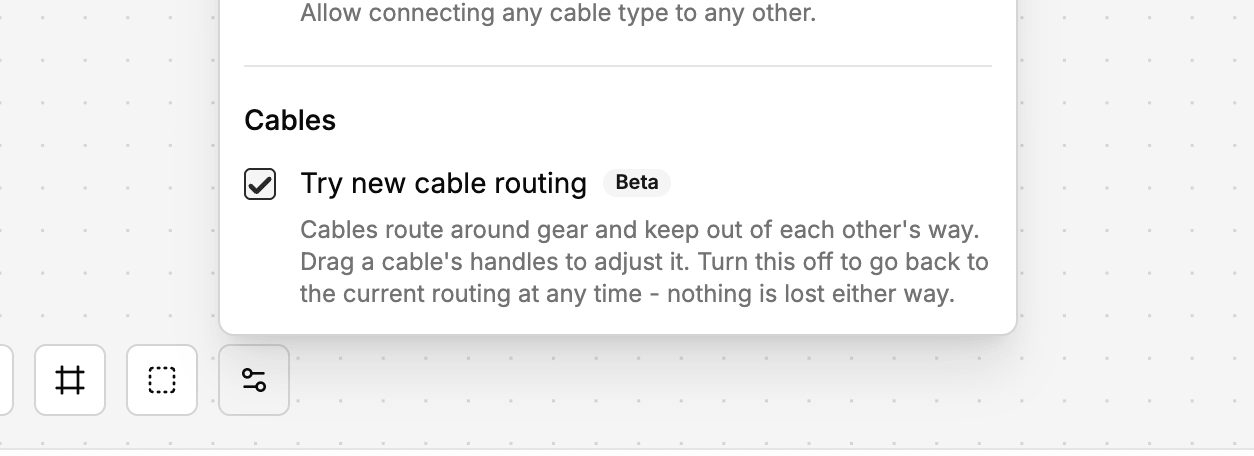 Turn on the new cable routing