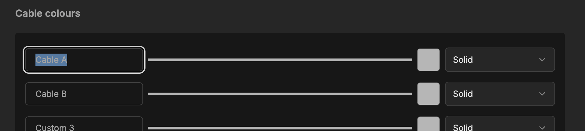 Custom cables renamed