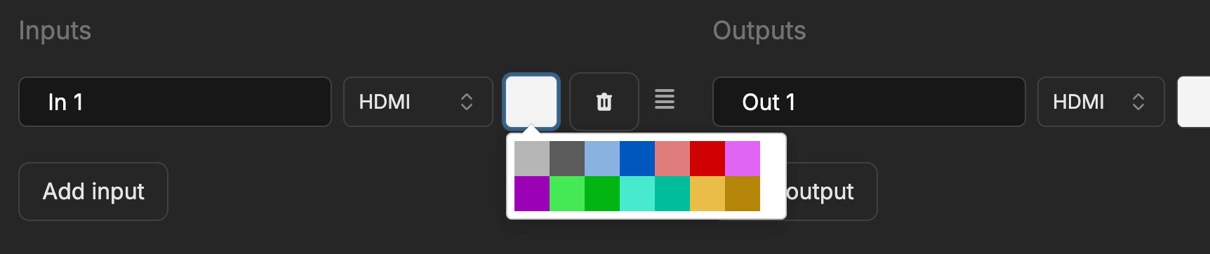Connection colours