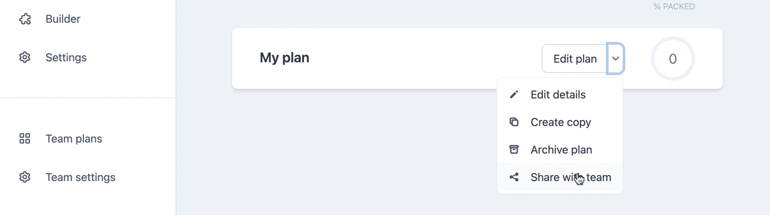 Sharing a plan with the team