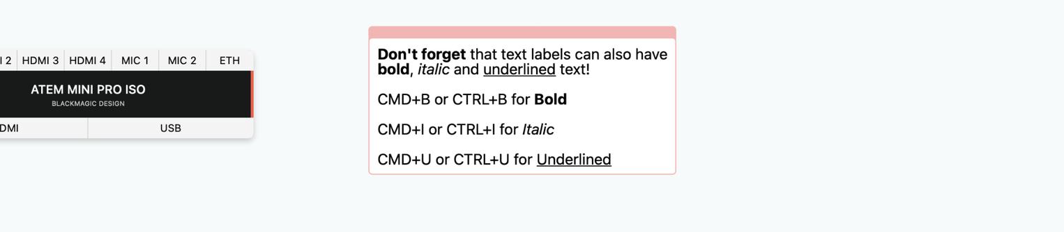 Text label with styles applied